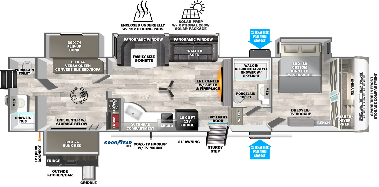 Hemisphere Fifth Wheels 356QB Floorplan